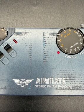 Vintage Airmate Stereo FM/AM Portable Radio With Antenna ~works~ 4 1/8” x 2 1/2”